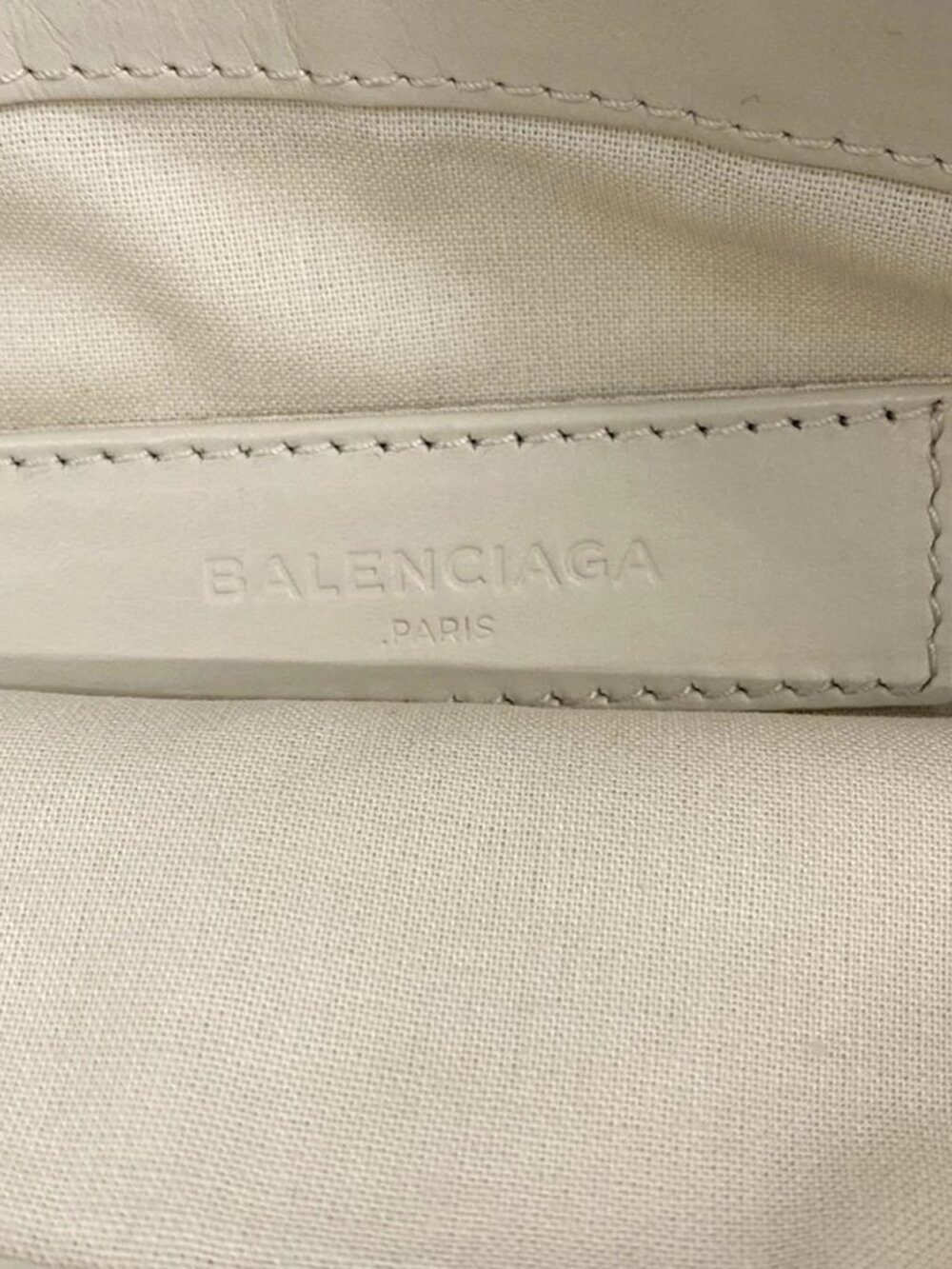 BALENCIAGA Navy Clip M 420407 Yellow White Cream Canvas Leather Clutch Bag - Picture 6 of 14